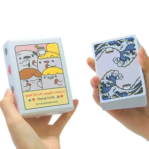 New Products Custom Printing Cartoon Poker Cards Waterproof 100% Plastic Playing Cards Pvc Top And Bottom Box