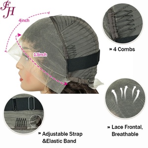 FH Wholesale Loose Bouncy Curl Frontal <b>Wig</b> Human Hair #T4-350 13x4 5x5 Transparent <b>Lace</b> Natural Human Hair <b>Wig</b> for Women - Product Image 2