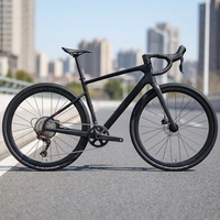 Vélo de Gravel 700*38C V1 avec Cadre en Fibre de Carbone, 12 Vitesses, Freins à Disque Hydrauliques Complets, Pneus Larges, pour Course Urbaine