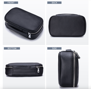 Sac de voyage Ando en cuir de vache véritable, trousse de toilette portable avec fermeture éclair, organiseur de maquillage avec poignée - Product Image 4