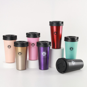 380ml/500ml Insulated Vacuum 304 Stainless Steel <b>Coffee</b> Mug Handle Lid Leak-Proof 6-12 Hours Thermal Insulation BPA Free LED - Product Image 2