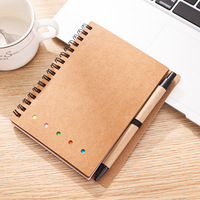 Cahier à spirale en papier Kraft brun avec stylo, impression personnalisée, bon marché