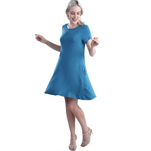 100% Tái Chế Polyester Jersey Của Phụ Nữ Mùa Hè Giản Dị T Áo Sơ Mi Dresses Ngắn Tay Áo Đu Váy Túi - Product Image 2