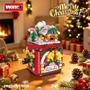 WOMA Bricks 620pcs Merry Christmas Present Box Wind-up Moving Pop-up Tree <b>Building</b> <b>Blocks</b> Creative DIY Educational Constructio - Product Image 4