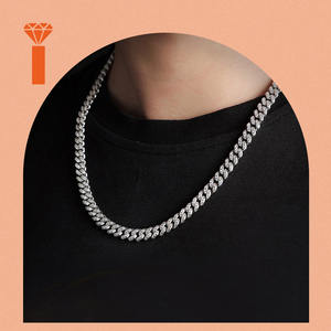 8mm VVS <span class=keywords><strong>Moissanite</strong></span> diamanten-geïnspireerde hiphop sieraden, hoogwaardig sterling zilver 925 Miami Cuban Chain <span class=keywords><strong>Moissanite</strong></span> ketting - Product Image 5