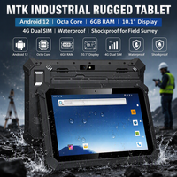 Tablette industrielle robuste MTK Android 12 Octa Core 6 Go de RAM Écran 10,1 pouces 4G Double SIM Étanche Antichoc pour les enquêtes sur le terrain