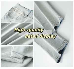 2025 Hoge Kwaliteit <span class=keywords><strong>Jeans</strong></span> Heren Streetstyle Custom Logo Designer Merk Hip Hop Stretch Geruite Denim Paarse Heren <span class=keywords><strong>Jeans</strong></span> - Product Image 4