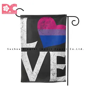Cheap price 12''X18'' LGBT banner custom double side 100% polyester Bisexual Pride garden flag