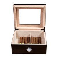 Humidor à cigares en bois de cèdre de luxe WanuoCraft avec dessus en verre personnalisable et séparateur