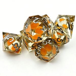 High Clarity Sharp Edge Orange Liquid Sand DND Game <b>Dice</b> Smooth Hand Polished Surface For D&D Pathfinder COC - Product Image 3