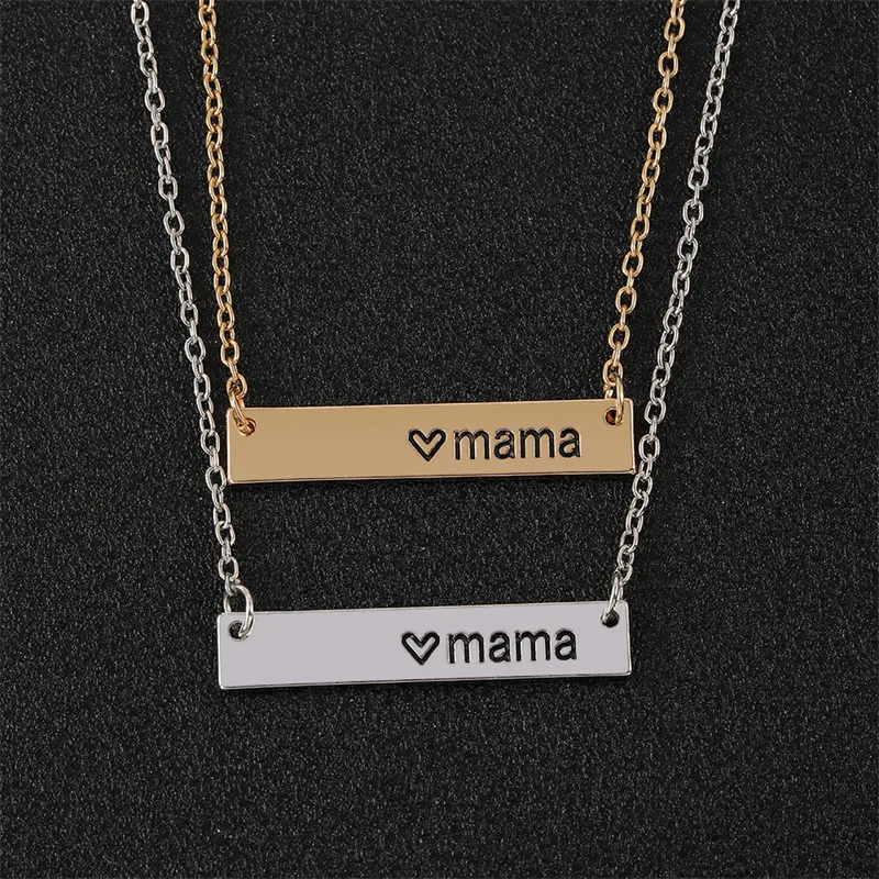 2024 sıcak satış alaşım Mama kolye anneler günü için doğum günü hediyesi anne için kazınmış kalp kolye kolye kadınlar için