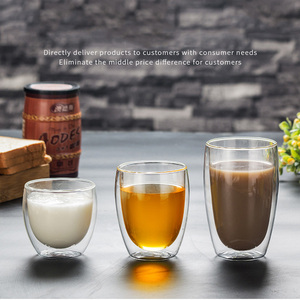 Tasse en verre borosilicate à double paroi résistante à la chaleur HANTANG 80-450ml réutilisable transparente pour café, lait, bière – Vente en gros - Product Image 4