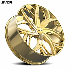 ล้อแม็กซ์อัลลอยด์โครเมียมสีทอง EVOR ขนาด 22 24 26 28 นิ้ว 5x114.3 6x139.7 35 มม. สำหรับรถ SUV ซีดาน กระบะ เชฟโรเลต - Product Image 6
