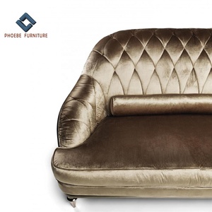 Châu Âu Nhung Vàng Sang Trọng <span class=keywords><strong>Sofa</strong></span> Vải <span class=keywords><strong>4</strong></span> Chỗ Chesterfield Tufted Couch - Product Image 5