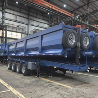 Nouveau 3 essieux 4 essieux 60 tonnes Cylindre hydraulique Remorque à benne basculante arrière Remorque pour camion benne Remorque semi-basculante