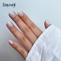 Easywell Fournisseur en Gros de Faux Ongles Courts en Acrylique de Luxe, Produits de Beauté, 30 Pièces, Ongles à Presser Effet Œil de Chat de Noël de Haute Qualité