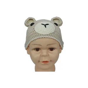 Gorros de animales de ganchillo, sombrero de oso de imitación, gorro hecho a mano para niños