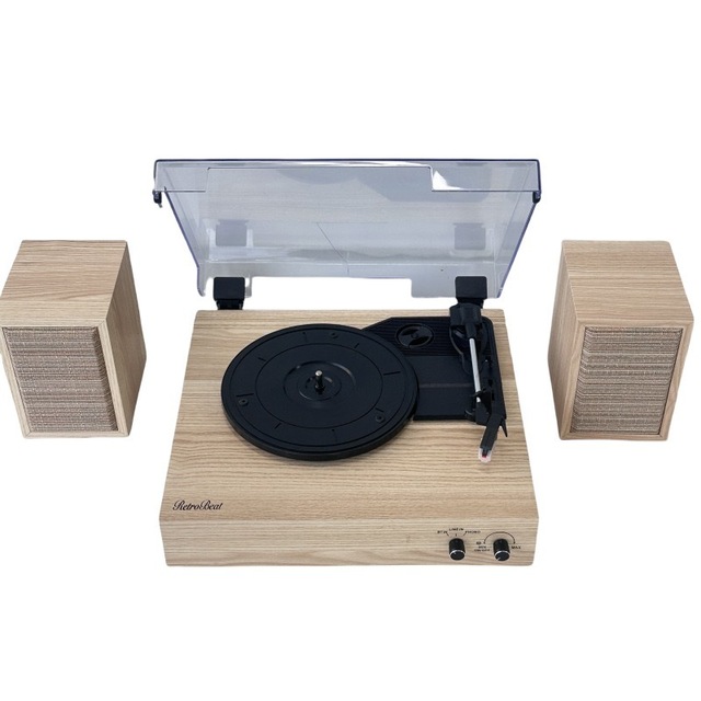 Vintage Vinyl Record Player 3 Speed Turntable BT Wireless Audio Built-in Stereo Speaker Wooden Home Decor Gift LP