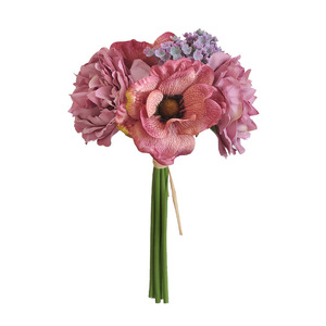 Buquê de Anêmonas e Peônias Artificiais de Seda para Casamento, 6 Cabeças, Decoração para Sala de Estar e Mesa - Product Image 5