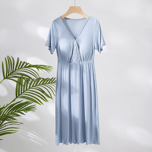Pijamas de enfermería Maternidad Hospital Vestido de noche Encaje Embarazada Vestido de noche <span class=keywords><strong>Lactancia</strong></span> Ropa de <span class=keywords><strong>lactancia</strong></span> Tela suave - Product Image 5