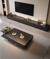 Nouveau modèle 2026 : Ensemble table basse et meuble TV de style minimaliste pour petits salons et chambres, table à thé sur pied avec tiroirs