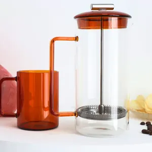 GDGLASS Custom home hotel coffee tools French press minimalist jade glass coffee press filter coffee maker