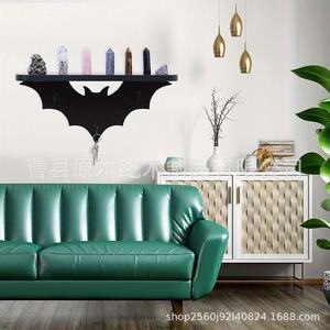Wooden <b>Wall</b> <b>Mounted</b> Bat Shaped <b>Shelf</b> Halloween Decor Storage Organizer For Bedroom Living Room - Product Image 2