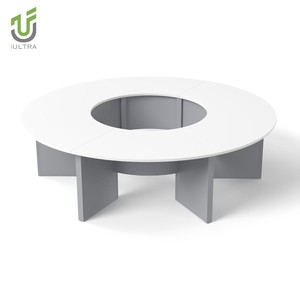 Bàn họp tròn hiện đại IULTRA dành cho 8 người, chất liệu MDF trắng, thích hợp cho văn phòng tại nhà, khách sạn và trường học - Product Image 4
