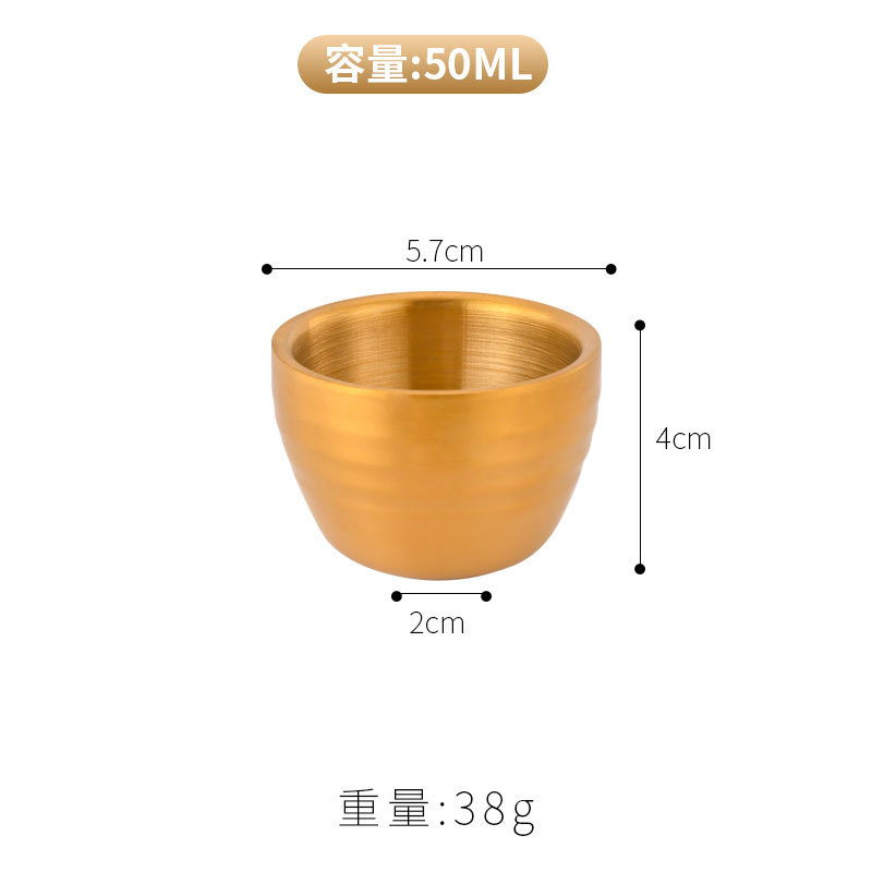 Mini taza a rayas de 50 ml (dorada)