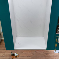 Panneau mural de douche SMC moderne 3 pièces, motif marbre blanc Carrara, kit de revêtement mural de salle de bain étanche pour le marché américain