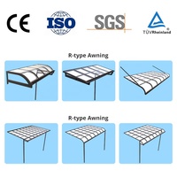 Auvent de jardin Auvent en alliage d'aluminium Feuille de poly carbonate Parasol imperméable Anti-UV Balcon Extérieur Patio couvert Auvent