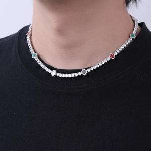 Collar Personalizado <span class=keywords><strong>de</strong></span> Joyería Femenina Exquisita con Circonitas Cúbicas Brillantes, Cadena Estilo Tenis, Flor <span class=keywords><strong>de</strong></span> la Suerte, Trébol <span class=keywords><strong>de</strong></span> Cuatro Hojas, Colorido, para Regalo - Product Image 4