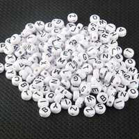 Perles acryliques rondes plates à lettre unique pour la fabrication de bijoux, bracelets et colliers faits main DIY