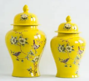 青と白のセラミックゴールド花瓶ジンジャー高級新中国ホットセール装飾品