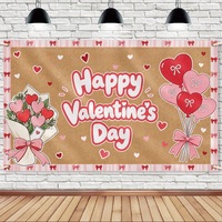 Balon Hati Poliester Latar Belakang Selamat Hari Valentine 180X110Cm Buket Kain Spanduk Foto Booth Perlengkapan Pesta Pernikahan