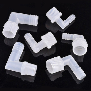 Raccordo a L con filettatura maschio e attacco per tubo flessibile, connettore angolare in plastica PP per tubi aria, olio, acqua e acquari - Product Image 1