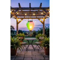 Lanterne solaire colorée en forme de montgolfière, lampe solaire suspendue en métal et verre pour jardin, cour arrière, décoration extérieure