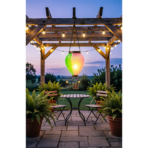 Lanterna a Mongolfiera Solare Colorata, Luce Solare Sospesa in Metallo e Vetro per Giardino, Cortile, Decorazione Esterna - Product Image 5