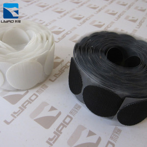 100% nylon película de PET morir corte auto-adhesivo lado pegamento pegajoso de plástico gancho y bucle de puntos/ parche - Product Image 1