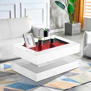 OEM &amp; ODM Modern Luxury White Sparkling Crushed Diamond <strong>Rectangle</strong> Mirrored <strong>Coffee</strong> <strong>Table</strong> with Fireplace - Product Image 5