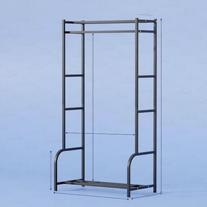Minimalist Metal Clothing <b>Rack</b> With Double Tier Storage Shelf For Wardrobe Use Standing Type Multifunctional Design - Product Image 4
