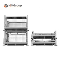 Conteneur de palette pliable et empilable en fil métallique galvanisé, robuste, pour stockage industriel personnalisé en entrepôt
