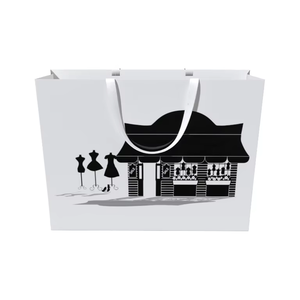Sacchetto regalo di carta bianca di lusso con manico a nastro in cartone bianco per abbigliamento con candela artigianale carta artistica - Product Image 3