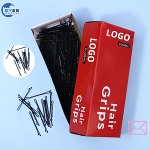 Pasadores <span class=keywords><strong>de</strong></span> Pelo Metálicos Negros Básicos con Logotipo Personalizado, Accesorios para el Cabello, Pasadores <span class=keywords><strong>de</strong></span> Pelo para Mujer - Product Image 1