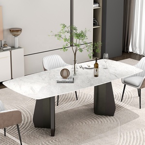 Commerciële marmeren eettafel met 10 stoelen, rechthoekige eettafelset uit Foshan met 4 stoelen voor de eetkamer - Product Image 3