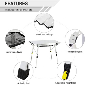 Set di Tavoli da Picnic e da Pranzo Hangrui con <span class=keywords><strong>Gambe</strong></span> <span class=keywords><strong>Pieghevoli</strong></span> in Alluminio Ultraleggero Regolabili in Altezza - Product Image 4