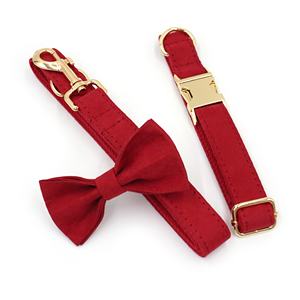 Collares con dijes de moda <span class=keywords><strong>collar</strong></span> de perro hebilla de oro personalizada lindas corbatas de cuero de gamuza roja para perros correas para mascotas - Product Image 4