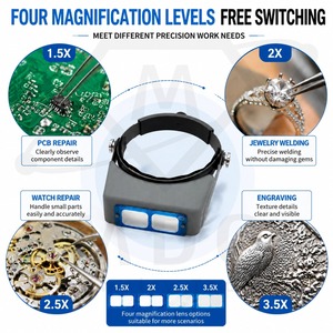 1.5X 2X 2.5X 3.5X Optivisor Eye Loupe Watchmaker 4 Lens Magnifying Glass Head Wearing <strong>Magnifier</strong> for Watch Repair Jewelry Reading - Product Image 5