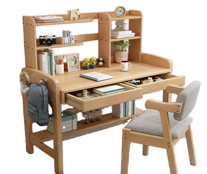 طاولة عمل من الخشب الصلب الكامل ، طاولة دراسة متعددة الأشخاص ، منطقة ترفيه منزلية ، مكتب حديث