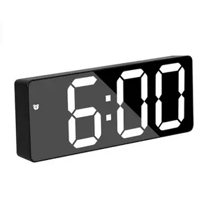 亚克力/镜子闹钟LED数字时钟语音控制贪睡时间温度显示